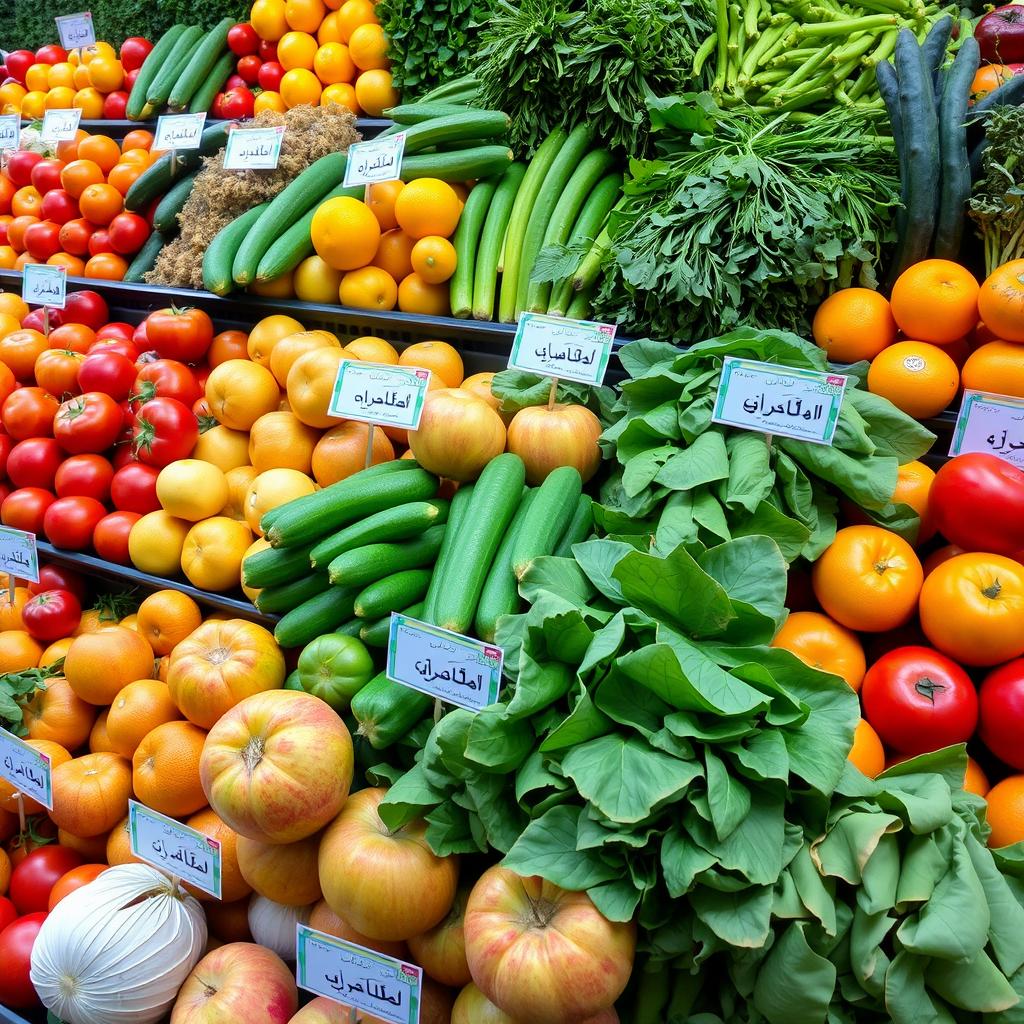 تشكيلة من الخضروات والفواكه الطازجة في متجر كارت تشكيلة من الخضروات والفواكه الطازجة في متجر كارت