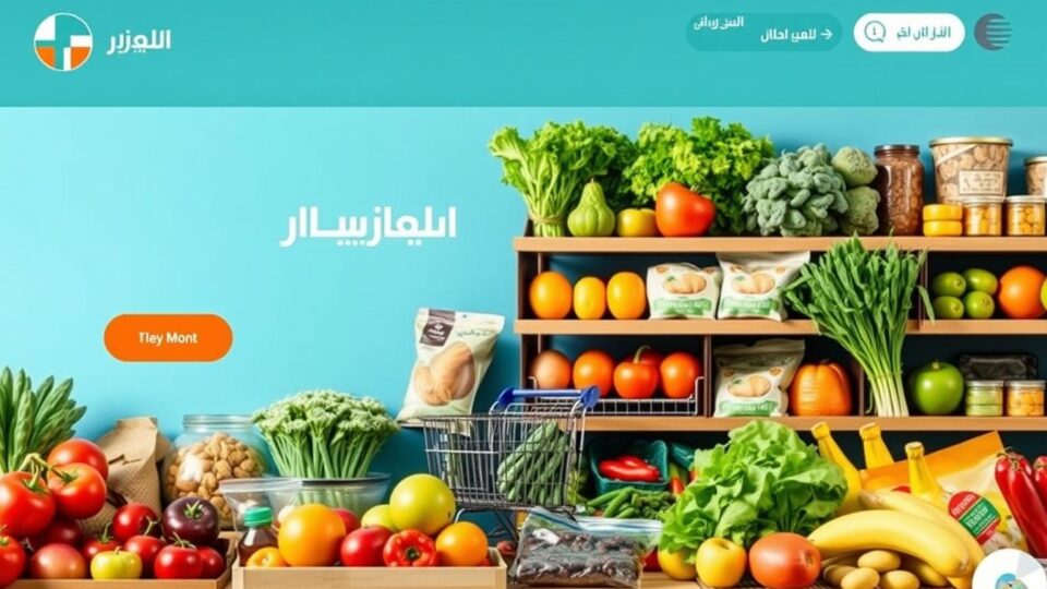 واجهة متجر كارت للمواد الغذائية مع تشكيلة متنوعة من المنتجات