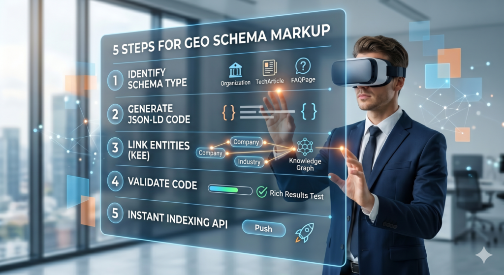 5 خطوات عملية لتطبيق الـ Schema Markup لتهيئة موقعك لمحركات GEO