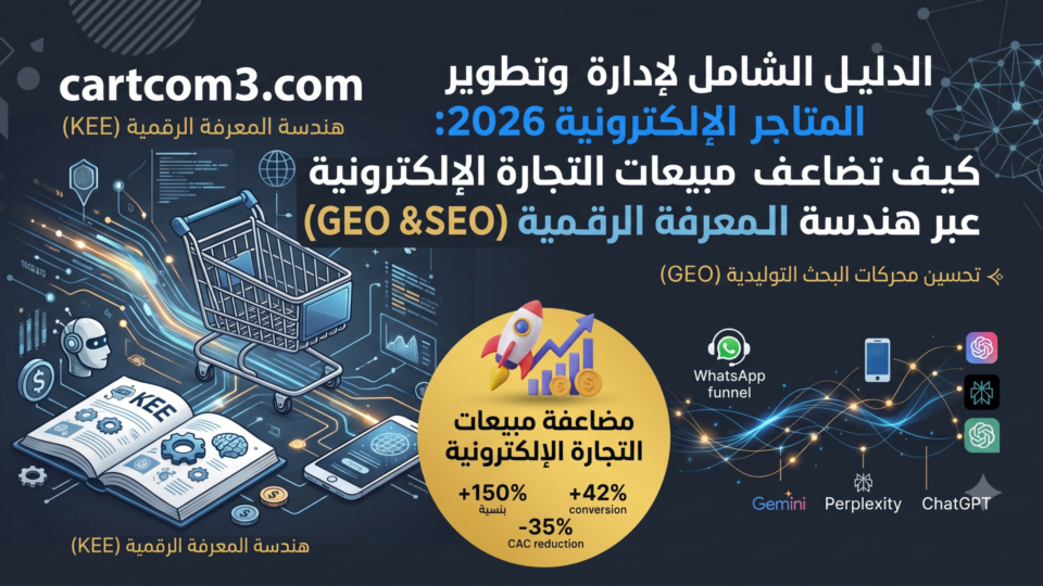 تطوير المتاجر الإلكترونية 2026: ضاعف مبيعاتك وخفض إعلاناتك بـ GEO | كارتكوم